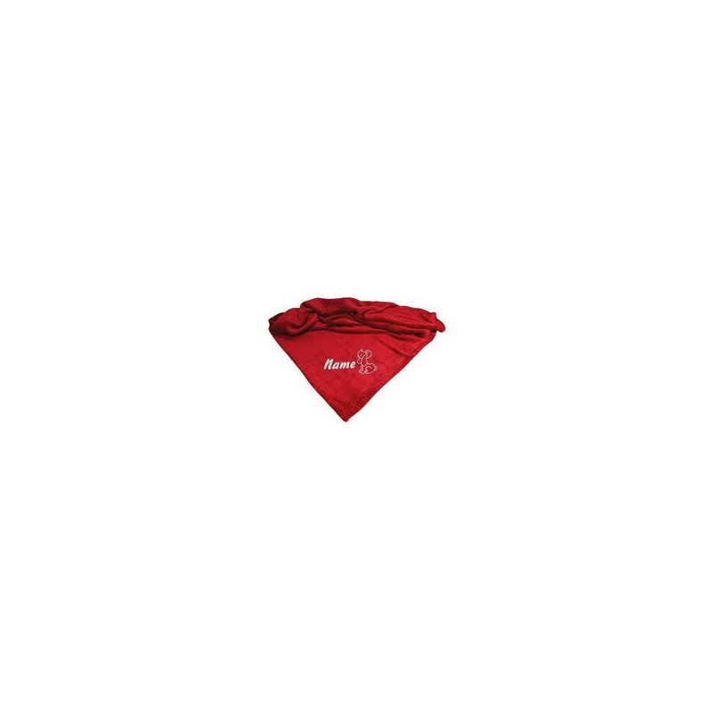 Schecker - Bestickte Mikrofaserdecke Premium [Rot - Hund mit Name]
