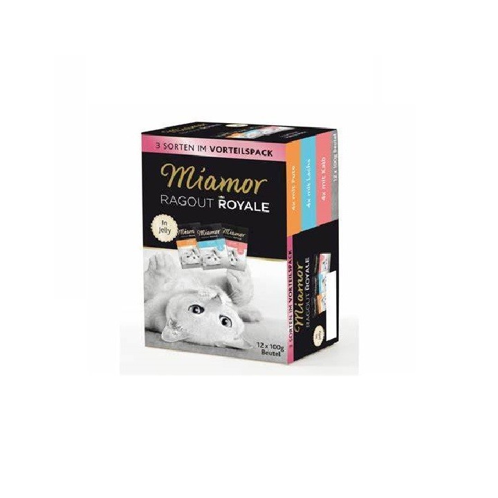 MIAMOR Ragout Royale Multibox 12 x 100 g Truthahn, Lachs, Wild in Gelee
