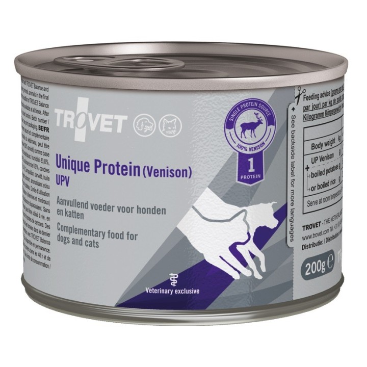 TROVET Unique Protein Venison UPV Nassfutter für Hunde und Katzen mit Wildfleisch 6x200 g