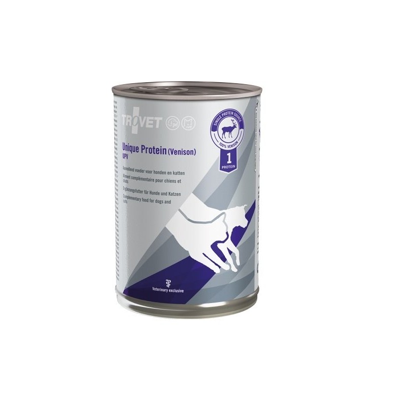 TROVET Unique Protein Venison UPV Nassfutter für Hunde und Katzen mit Wildfleisch 6x400 g