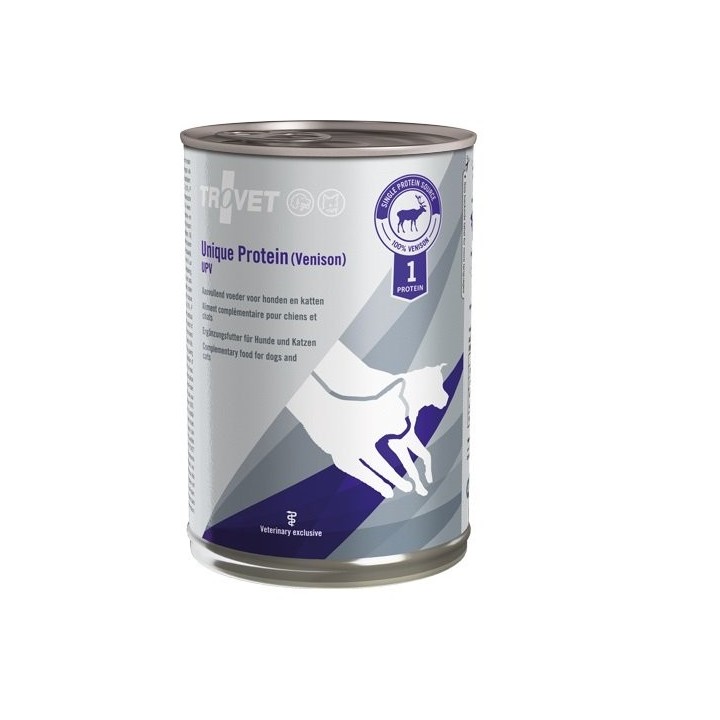 TROVET Unique Protein Venison UPV Nassfutter für Hunde und Katzen mit Wildfleisch 12x400 g