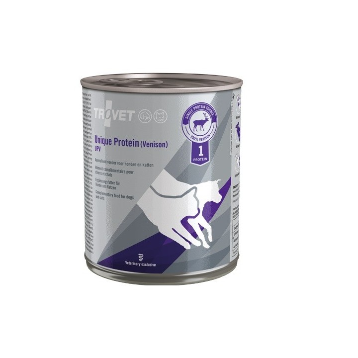TROVET Unique Protein Venison UPV Nassfutter für Hunde und Katzen mit Wildfleisch 12x800 g