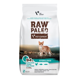 VETEXPERT Raw Paleo Sterilised Chicken&amp,Tuna&amp,Salmon für kastrierte Katzen 2 kg