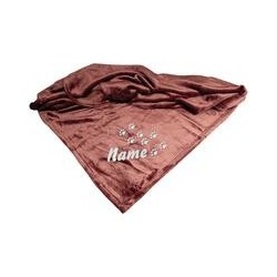 Schecker - Bestickte Mikrofaserdecke Premium [Beere - Pfotenspur mit Name]