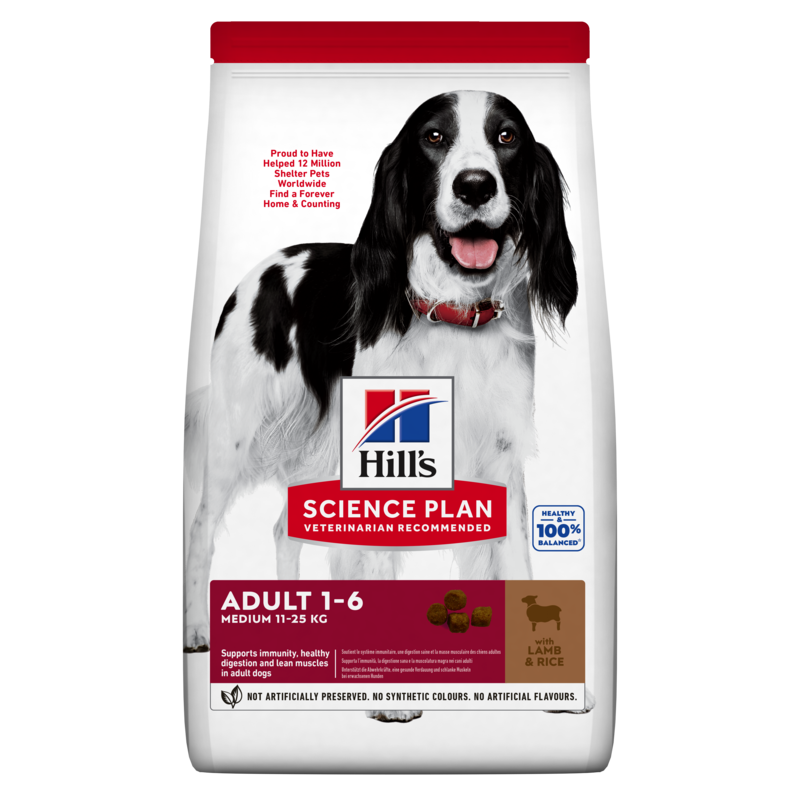 HILL'S Science Plan Canine Adult Medium Lamb &amp, Rice 18 kg Hundefutter für mittelgroße Rassen mit Lamm und Reis