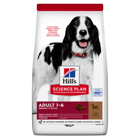 HILL'S Science Plan Canine Adult Medium Lamb &amp, Rice 18 kg Hundefutter für mittelgroße Rassen mit Lamm und Reis