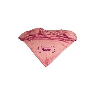 Schecker - Bestickte Mikrofaserdecke Premium [Altrosa - Knochen mit Name]