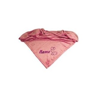 Schecker - Bestickte Mikrofaserdecke Premium [Altrosa - Hund mit Name]