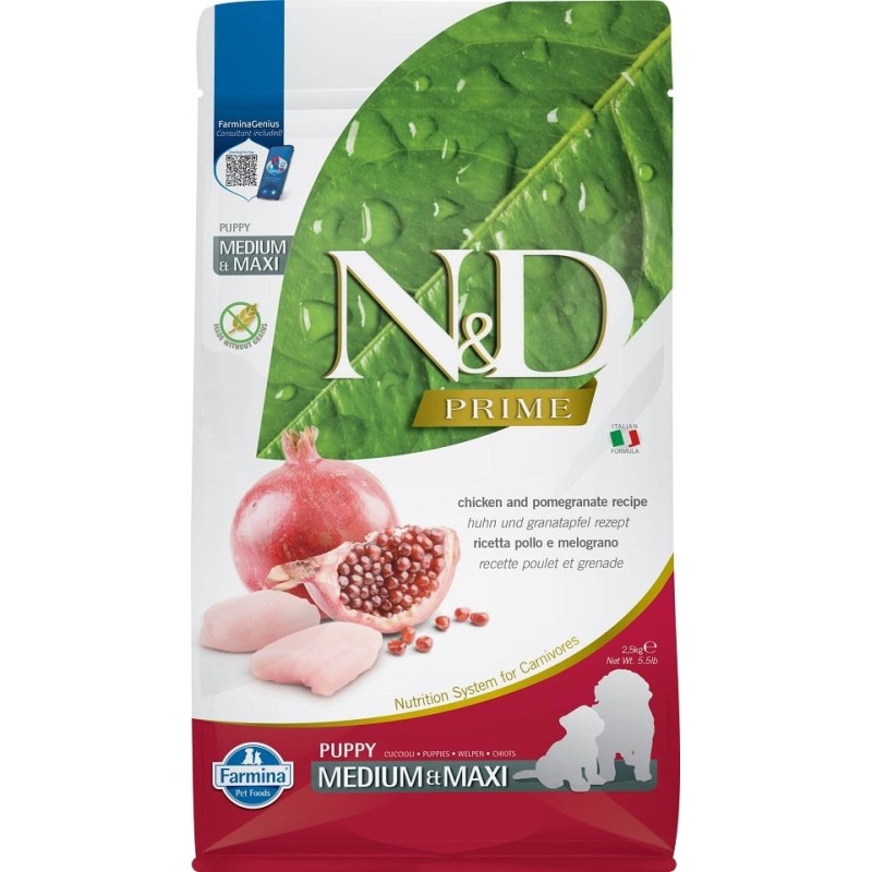 FARMINA N&amp,D PRIME PUPPY MEDIUM &amp, MAXI Welpenfutter mit Huhn und Granatapfel 2,5 kg