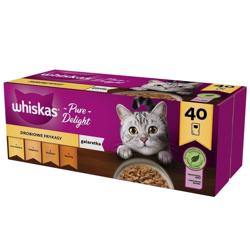 WHISKAS Adult 40x85g Poultry Flavours - Katzenfutter in Gelee (Huhn, Ente, Geflügel, Pute)