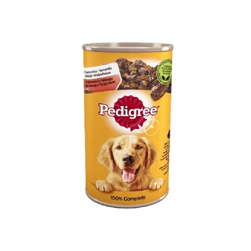PEDIGREE Adult 12x1200g komplettes Nassfutter für ausgewachsene Hunde mit Huhn und Karotten in Gelee