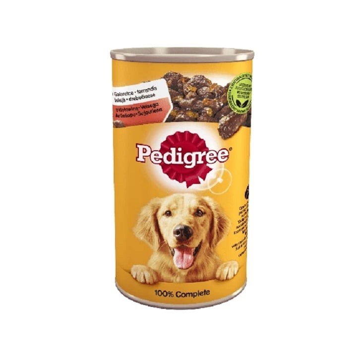 PEDIGREE Adult 12x1200g komplettes Nassfutter für ausgewachsene Hunde mit Huhn und Karotten in Gelee