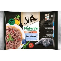 SHEBA Nature’s Collection Fish Flavours Katzennassfutter für ausgewachsene Katzen in Thunfisch-Leinöl-Sauce 52x85g