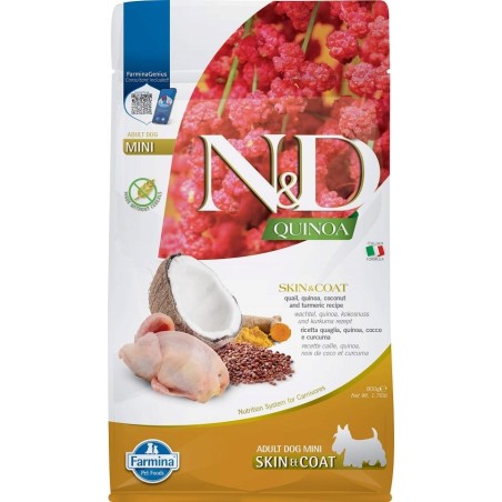FARMINA N&amp,D Quinoa Skin&amp,Coat Mini Wachtel &amp, Kokosnuss für Hunde kleiner Rassen 800 g