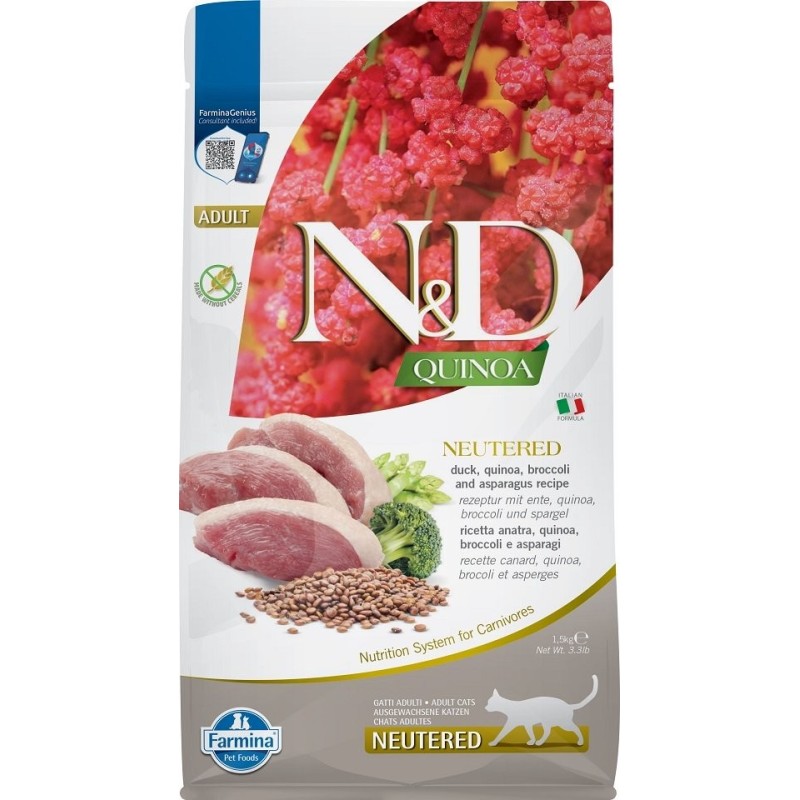 FARMINA N&amp,D Quinoa Duck Broccoli Asparagus Neutered 1.5 kg