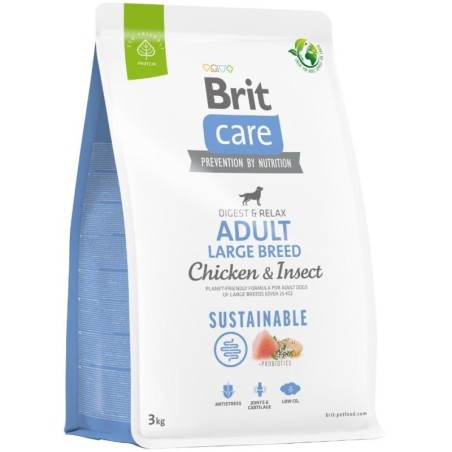 BRIT CARE Sustainable Adult Large breed chicken insekt für ausgewachsene Hunde großer Rassen mit Huhn und Insekten 3 kg