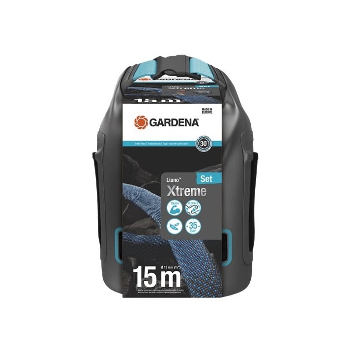 GARDENA Liano Xtreme 15 m Textilschlauch-Set mit Aufbewahrungstasche