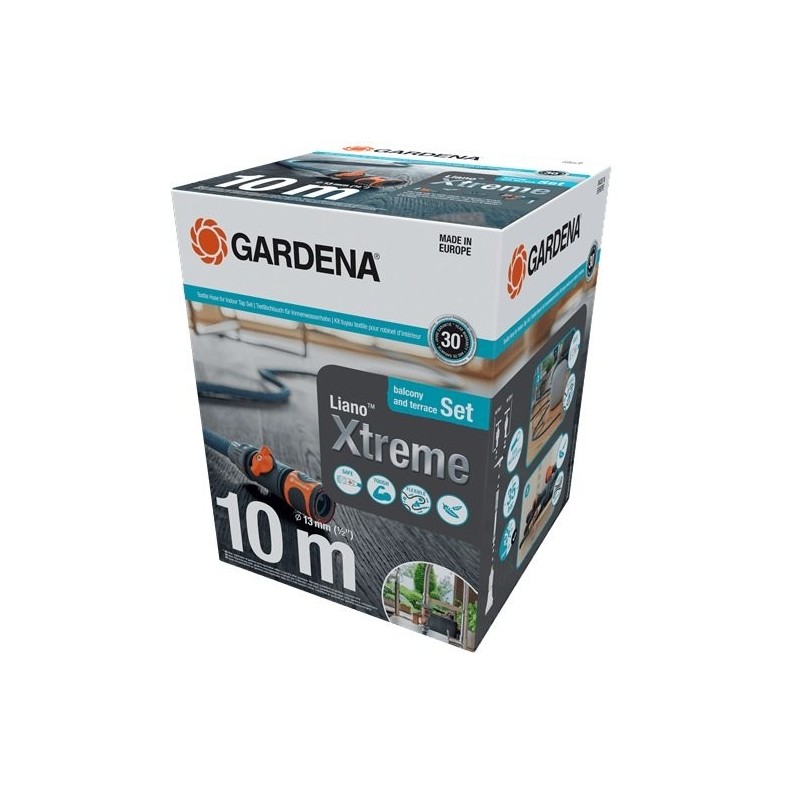 GARDENA Liano Textilschlauch 10 m mit Adapter für Innenarmaturen Set