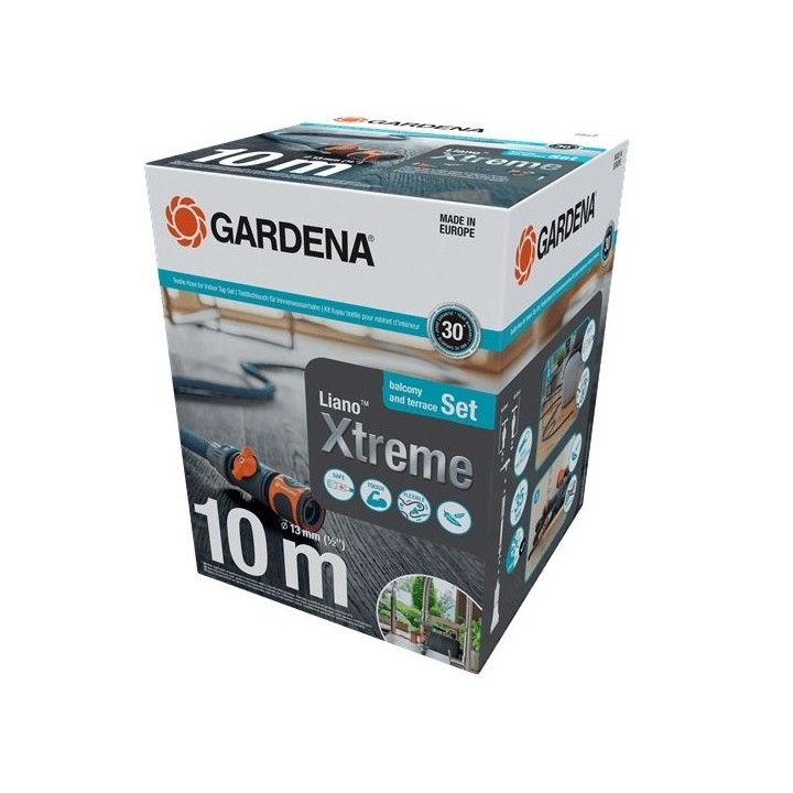 GARDENA Liano Textilschlauch 10 m mit Adapter für Innenarmaturen Set