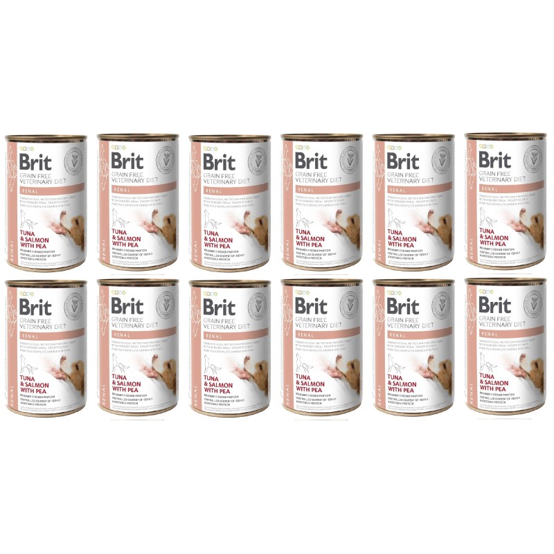 BRIT Veterinary Diet Renal Tuna&amp,Salmon&amp,Pea Nierenfutter für Hunde 12x400g