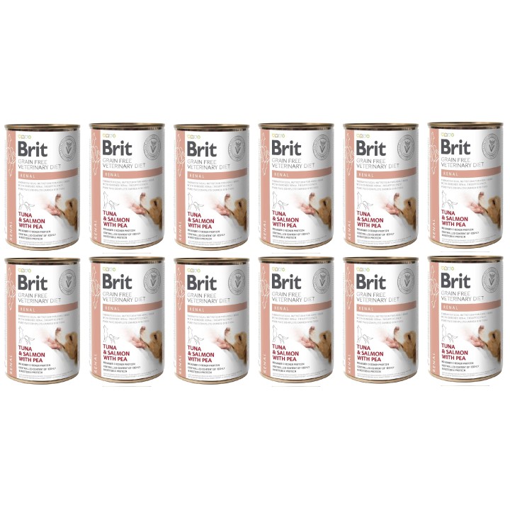 BRIT Veterinary Diet Renal Tuna&amp,Salmon&amp,Pea Nierenfutter für Hunde 12x400g