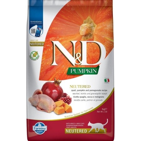 FARMINA N&amp,D Pumpkin Quail &amp, Pomegranate Cat Neutered 10 kg