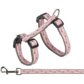 TRIXIE Geschirr mit Leine für Katzen, grau/rosa