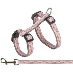 TRIXIE Geschirr mit Leine für Katzen, grau/rosa