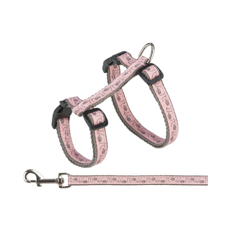 TRIXIE Geschirr mit Leine für Katzen, grau/rosa