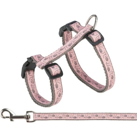 TRIXIE Geschirr mit Leine für Katzen, grau/rosa