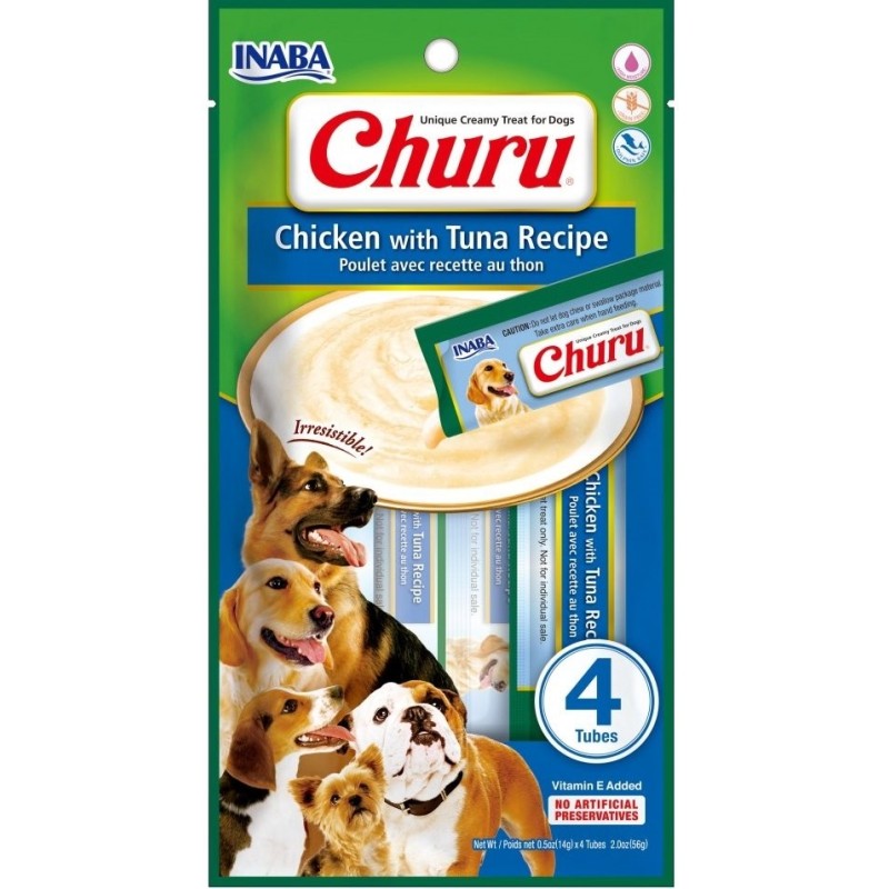 INABA Churu Chicken with tuna 4x14g Huhn mit Thunfisch für Hunde