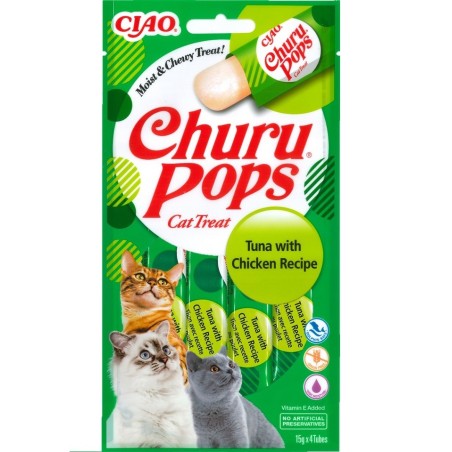 INABA Churu Pops Tuna &amp, Chicken 4x15g mit Thunfisch und Huhn für Katzen