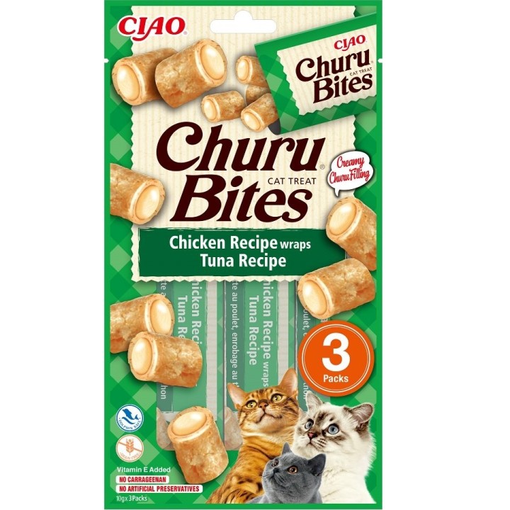 INABA Churu Bites Chicken tuna wrap 3x10g Thunfisch-Wickel für Ihre Katze