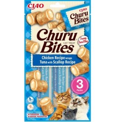 INABA Churu Bites Chicken tuna&amp,scallop wrap 3x10g Thunfisch-Muschel-Wrap für Ihre Katze