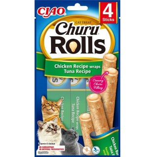 INABA Churu Rolls Chicken 4x10g Wrap mit Huhn und Thunfisch für Katzen