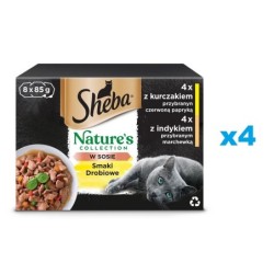 SHEBA 32x85g Nature's Collection Geflügelaromen in Sauce mit Huhn und rotem Pfeffer, mit Pute und Karotten
