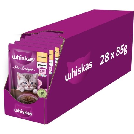WHISKAS Junior 28x85g Nassfutter für Kätzchen mit Huhn in Gelee