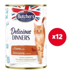 BUTCHER'S Delicious Dinners Katzenfutter, Stücke mit Wildfleisch in Gelee 12x400g