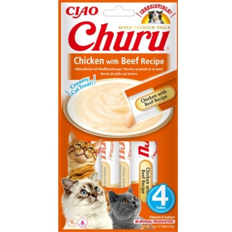 INABA Churu Chicken with beef 4x14g Huhn mit Rindfleisch für die Katze