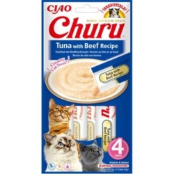INABA Churu Tuna with beef recipe 4x14g Thunfisch mit Rindfleisch für Katzen