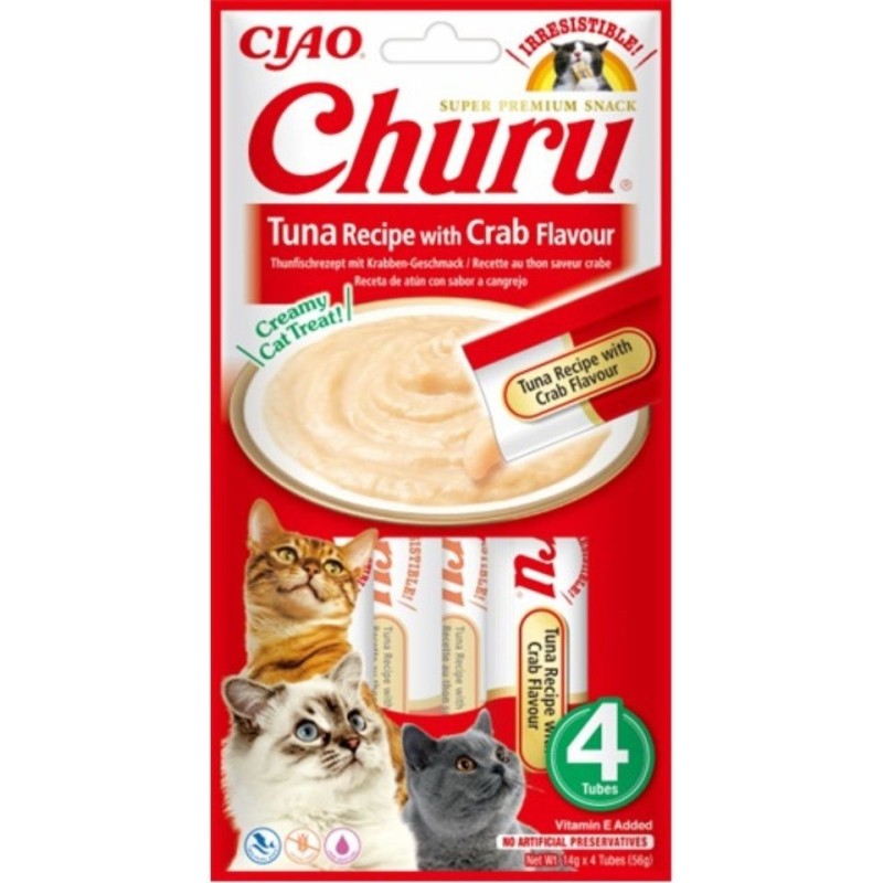 INABA Churu Tuna with crab flavour 4x14g Thunfisch mit Krabben für Katzen