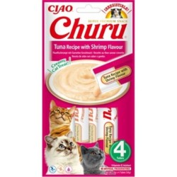 INABA Churu Tuna with shrimp 4x14g Thunfisch mit Krabben für die Katze
