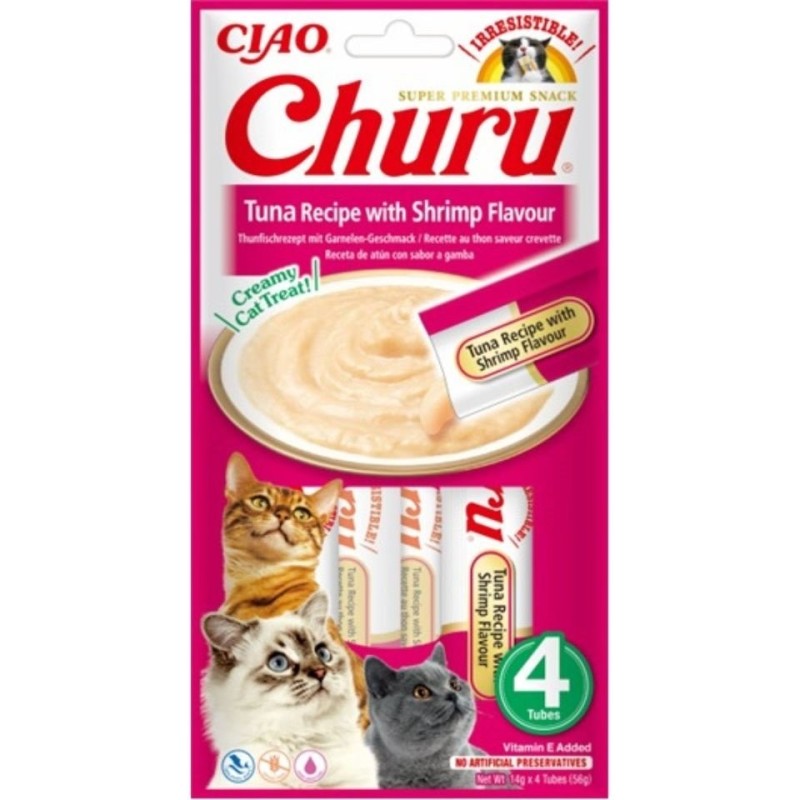 INABA Churu Tuna with shrimp 4x14g Thunfisch mit Krabben für die Katze