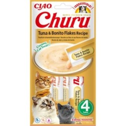 INABA Churu Tuna with bonito flakes 4x14g Thunfisch und Bonitoflocken für Katzen