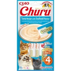 INABA Churu Tuna with seafood 4x14g Meeresfrüchte-Thunfisch für Katzen