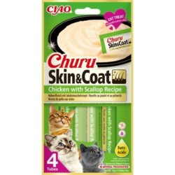 INABA Churu Skin&amp,Coat 4x14g mit Huhn und Jakobsmuschel für Katzen