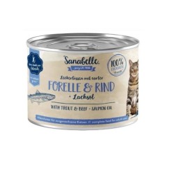 SANABELLE Forelle &amp, Rindfleisch 195 g Nassfutter für ausgewachsene Katzen