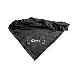 Schecker - Bestickte Mikrofaserdecke Premium [Schwarz - Knochen mit Name]