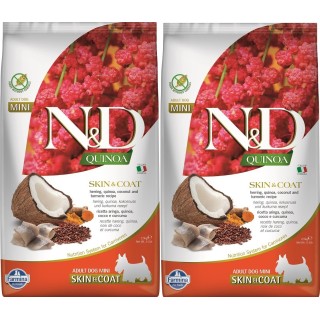 FARMINA N&amp,D Quinoa Dog Skin&amp,Coat Adult Mini Hering, Kokosnuss 2x2.5 kg