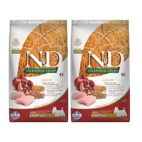 FARMINA N&amp,D Ancestral Grain dog light chicken, spelt, oats and oragne 2x2,5 kg